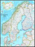 Map of Scandinavia Mounted Print