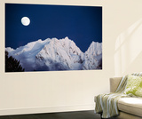 Full Moon over Snowcapped Mountain, North Cascades, Washington State, USA Poster by Peter Skinner