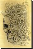 Skull & Mums Stretched Canvas Print by Clark North