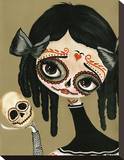 Skull In Hand Stretched Canvas Print by Dottie Gleason