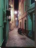 San Remo Alleyway at Night Stretched Canvas Print by A.J. Messier