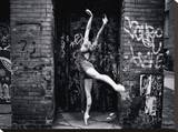 Ballerina In The City Stretched Canvas Print by Byron Yu