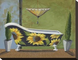 Tuscan Tub Sunflowers I Stretched Canvas Print by Cathy Hartgraves