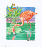Paradis des flamants roses au repos Posters par Paul Brent
