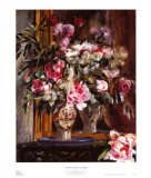 Pivoines, lilas et tulipes Art par Pierre-Auguste Renoir