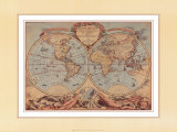 World Map from 18th Century Art by Bourgoin 