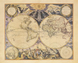 New World Map, c.1676 Art by Pieter Goos