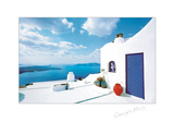 Blue Door with Red Pot Prints by Georges Meis