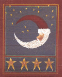 Crescent Moon Santa Art by Susan Clickner