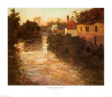 Village on the Bank of a Stream Prints by Fritz Thaulow