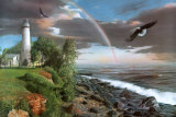Eagle and Lighthouse Poster van Kevin Daniel Eagle and Lighthouse Poster van Kevin Daniel