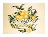 Lemons in a Porcelain Basket Print by P. Bowden