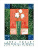 White Flowers on Orange Posters by Hussey 