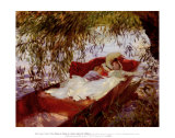 Zwei schlafende Frauen in einem Stechkahn Kunstdrucke von John Singer Sargent