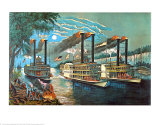 Los campeones del Mississippi Láminas por Currier & Ives