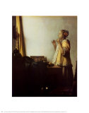 Woman with a Pearl Necklace, c.1664 Pôsters por Jan Vermeer Woman with a Pearl Necklace, c.1664 Pôsters por Jan Vermeer