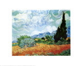 Champ de blé et cyprès Affiches par Vincent van Gogh