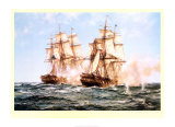 The Action Between the Java and Constitution Art by Montague Dawson