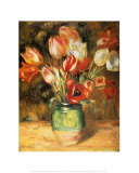 Tulipanes en un jarrón Pósters por Pierre-Auguste Renoir