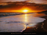 Puesta de sol en la playa Láminas por Michael Busselle