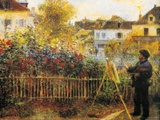 Monet Painting in His Garden At Argenteuil Posters by Pierre-Auguste Renoir