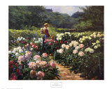 Woman in a Garden of Peonies Art by Abbott Fuller Graves