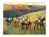 Racehorses in a Landscape Print by Edgar Degas