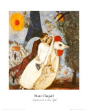Les Fiancees de la Tour Eiffel Prints by Marc Chagall