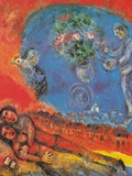 Pareja sobre fondo rojo Pósters por Marc Chagall Pareja sobre fondo rojo Pósters por Marc Chagall