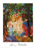 Femme prenant un bain, avec la ville au loin Posters par Auguste Macke