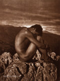 Male Nude on Rocky Outcrop, c.1900 Affiches par Wilhelm Von Gloeden