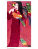 Mädchen mit Papageien Kunstdrucke von Walasse Ting