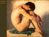 Jeune Homme Nu Assis au Bord de la Mer Posters by Hippolyte Flandrin