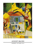 Innenhof Landhaus Bei St.Germain, 1914 Affiches par Auguste Macke