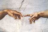 Creation of Adam Detail Hands Art by Michelangelo Buonarroti 