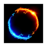 Blue And Red Fire Dragons Posters by  dvarg