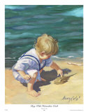 Boy With Horseshoe Crab Prints by Nancy Cole