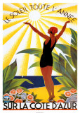 Le soleil toute l'année sur la Côte d'Azur Affiches par Roger Broders