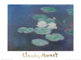 Water Lilies by Nightfall Posters by Claude Monet
