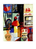 Handler mit Krugen, c.1914 Art by Auguste Macke Handler mit Krugen, c.1914 Art by Auguste Macke
