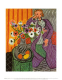 Vestido morado y anémonas, 1937 Láminas por Henri Matisse
