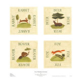 Four Woodland Animals Posters by Irene Kirilloff