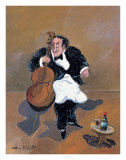 Cellist mit Rotwein Kunstdrucke von Guy Buffet