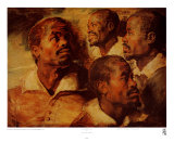 Quatre têtes de noirs Posters par Peter Paul Rubens