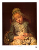 La tricoteuse endormie Affiches par Jean-Baptiste Greuze