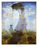 Der Spaziergang. Frau mit Sonnenschirm Kunst von Claude Monet