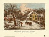American Homestead Winter Art by Currier & Ives 