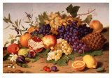 Nature morte aux raisins, ananas, figues Affiches par Adolf Senff