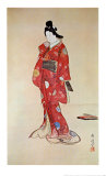 Lady In Red Print by Kyosai 