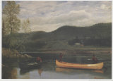 Hommes dans deux canoës Affiches par Albert Bierstadt